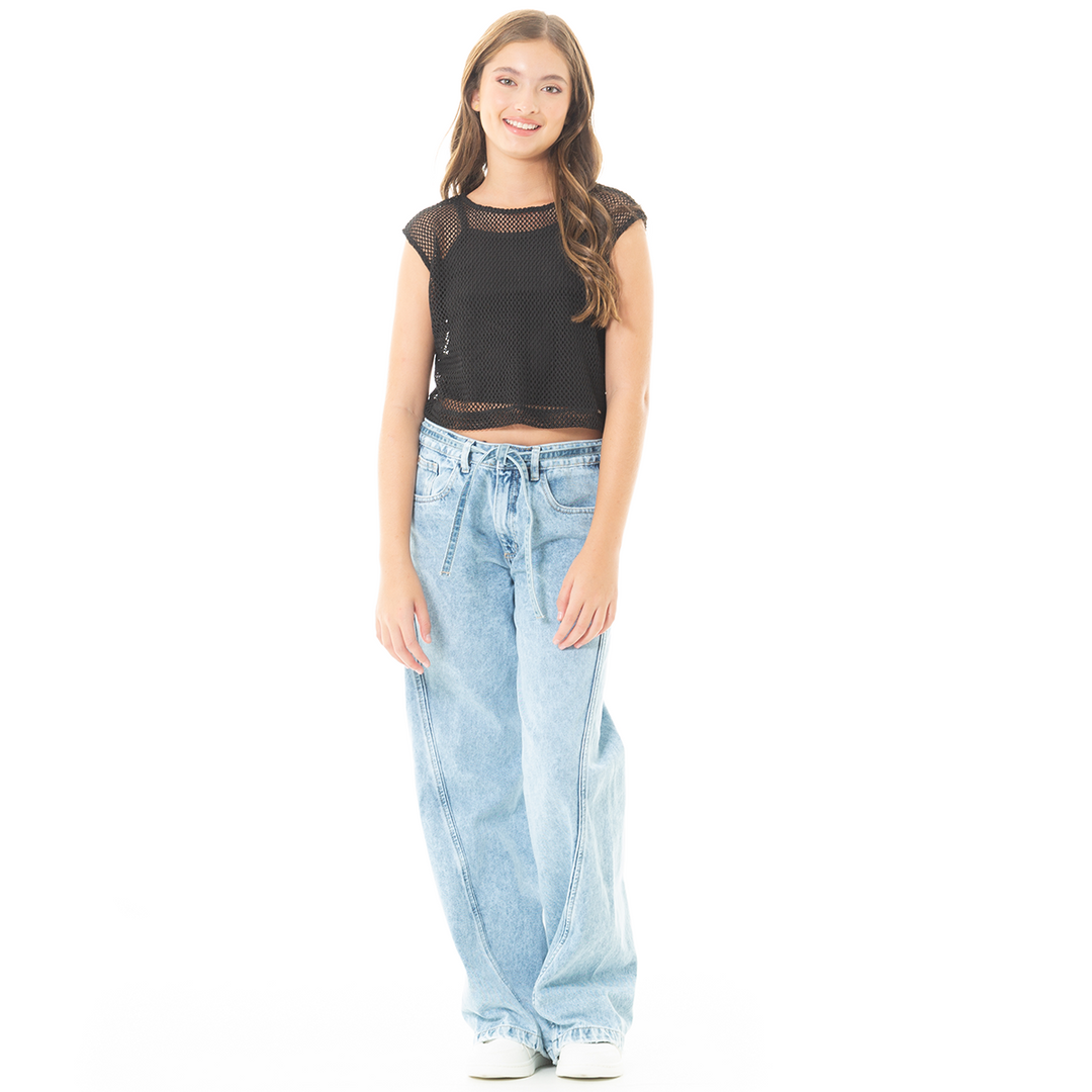 CROP TOP PARA NIÑAS CON MALLA