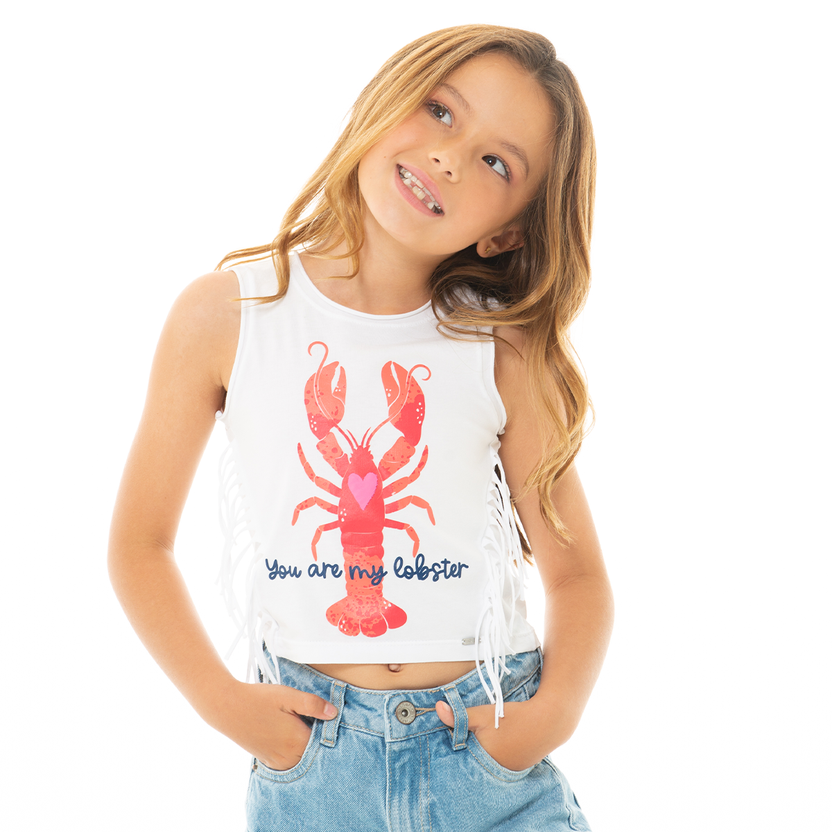 CAMISA PARA NIÑAS CORTA CON FLECOS