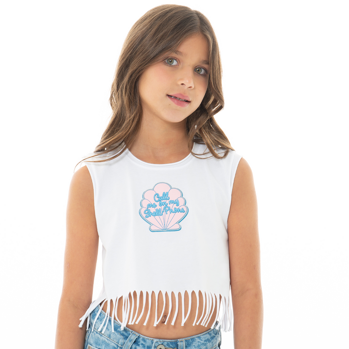 CAMISA PARA NIÑAS CORTA CON FLECOS