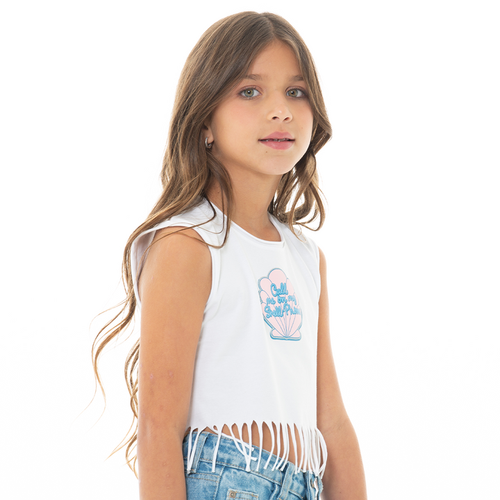 CAMISA PARA NIÑAS CORTA CON FLECOS