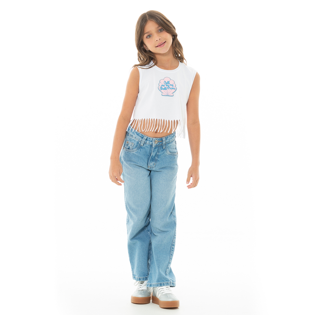 CAMISA PARA NIÑAS CORTA CON FLECOS