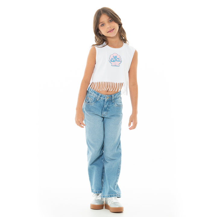 CAMISA PARA NIÑAS CORTA CON FLECOS