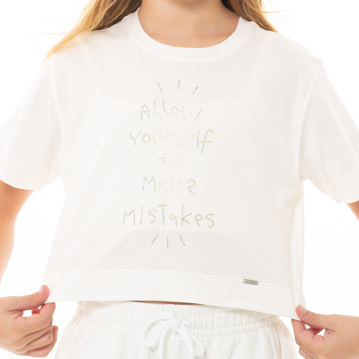 CAMISETA PARA NIÑAS CORTA CON PIEDRAS BRILLANTES