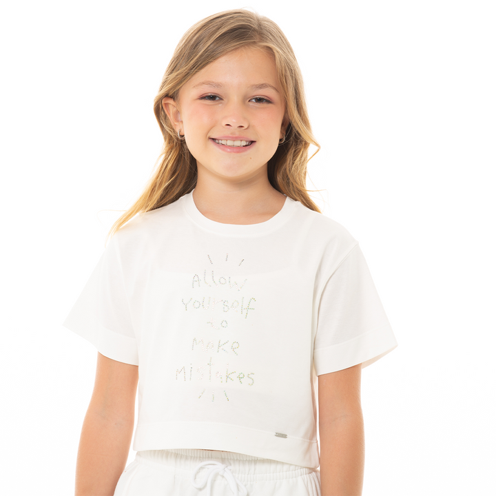 CAMISETA PARA NIÑAS CORTA CON PIEDRAS BRILLANTES