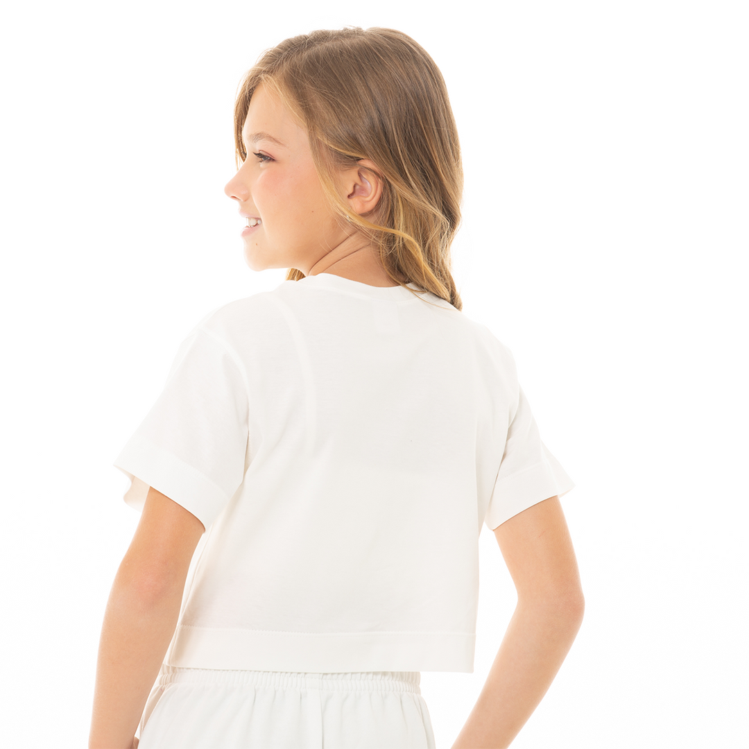 CAMISETA PARA NIÑAS CORTA CON PIEDRAS BRILLANTES