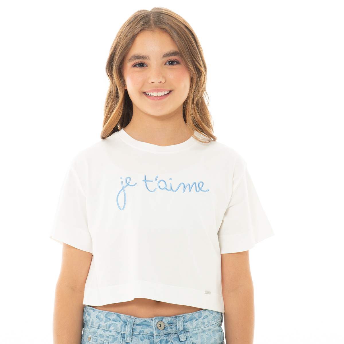 CAMISETA PARA NIÑAS CORTA CON BORDADO