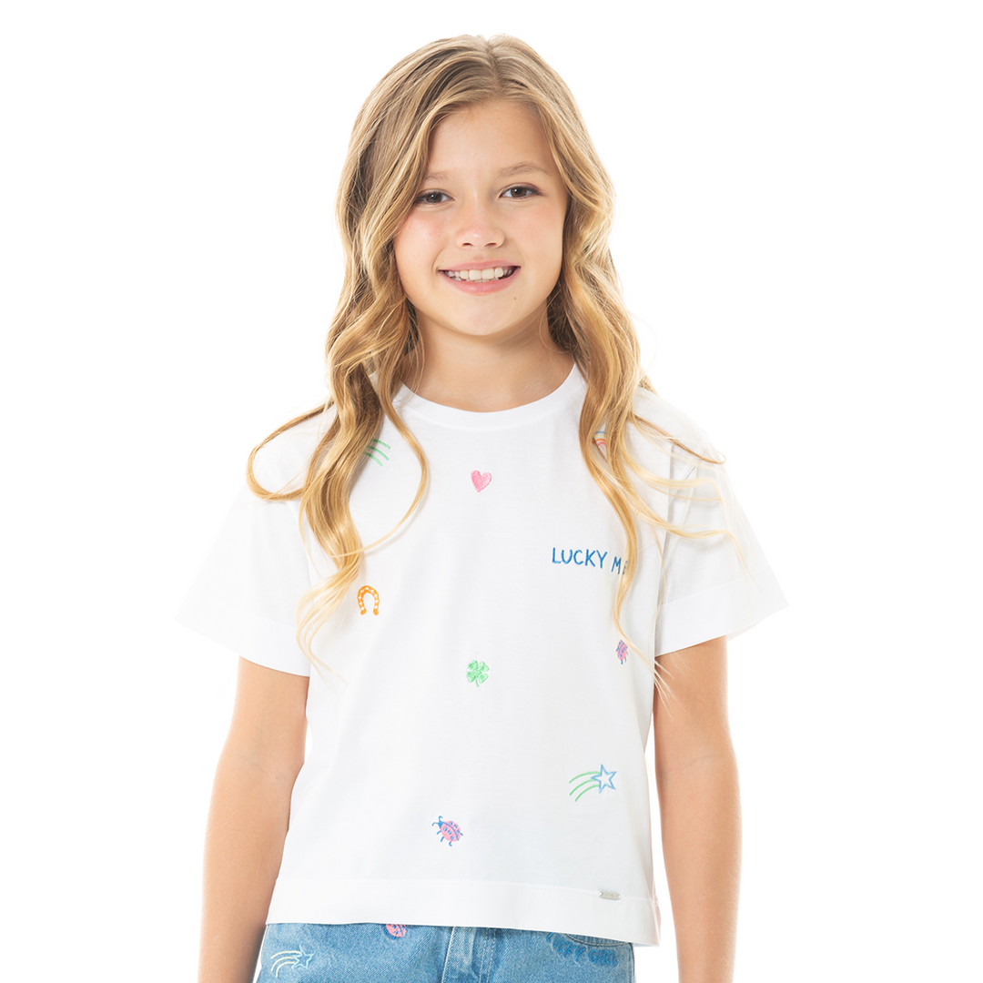 CAMISETA PARA NIÑAS CON DISEÑOS BORDADOS