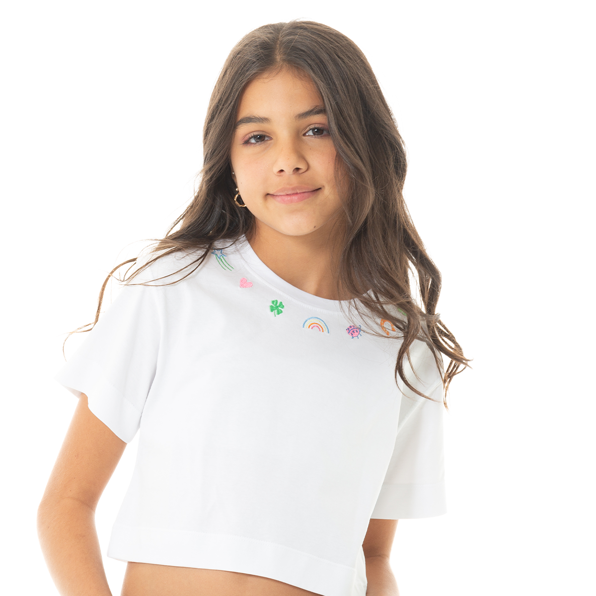 CAMISETA PARA NIÑAS CORTA CON DISEÑOS BORDADOS