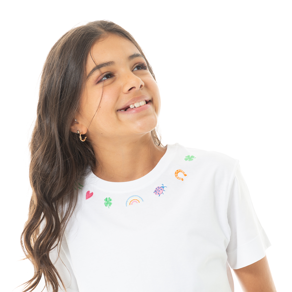 CAMISETA PARA NIÑAS CORTA CON DISEÑOS BORDADOS