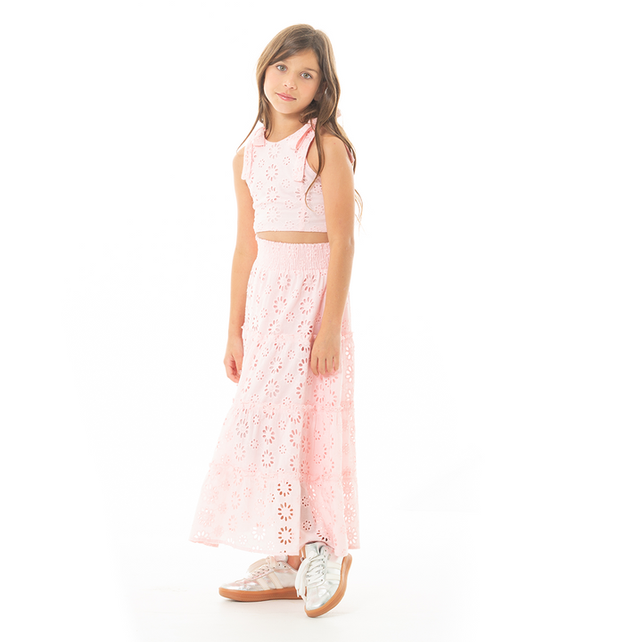 CROP TOP PARA NIÑAS CON DISEÑO EN OJALILLO