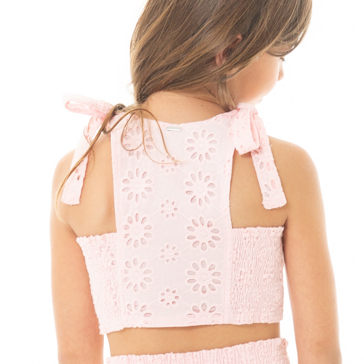 CROP TOP PARA NIÑAS CON DISEÑO EN OJALILLO