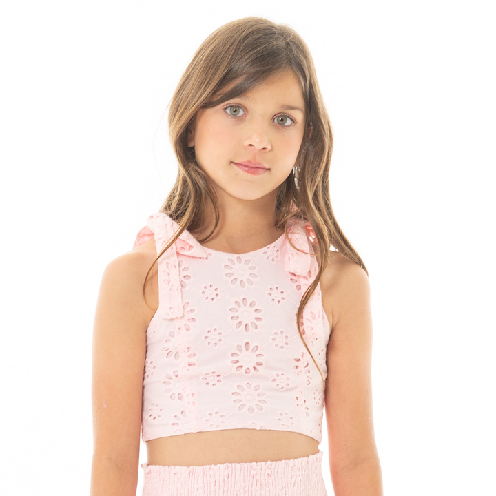 CROP TOP PARA NIÑAS CON DISEÑO EN OJALILLO