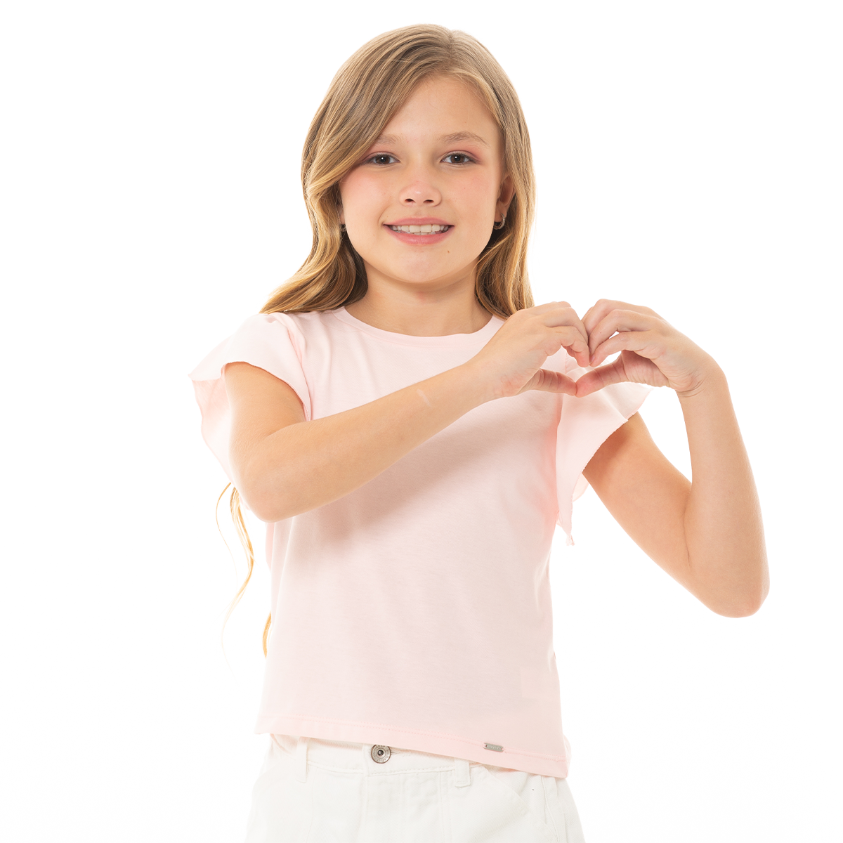 CAMISETA PARA NIÑAS CORTA ROSA PASTEL