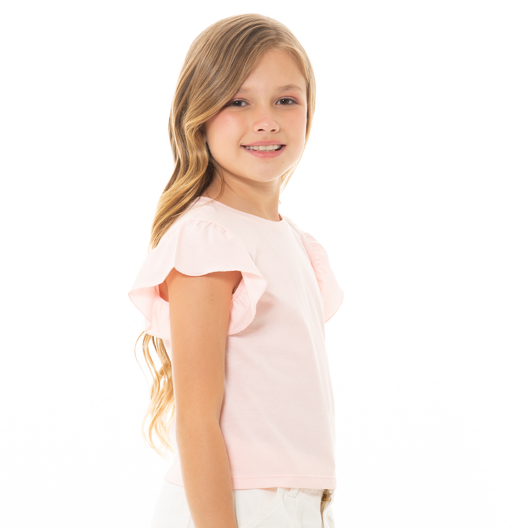 CAMISETA PARA NIÑAS CORTA ROSA PASTEL