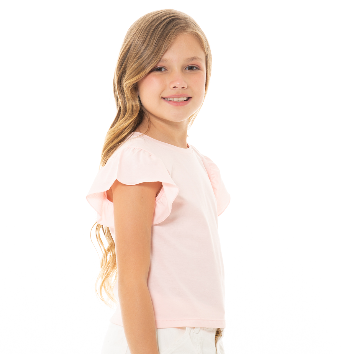 CAMISETA PARA NIÑAS CORTA ROSA PASTEL