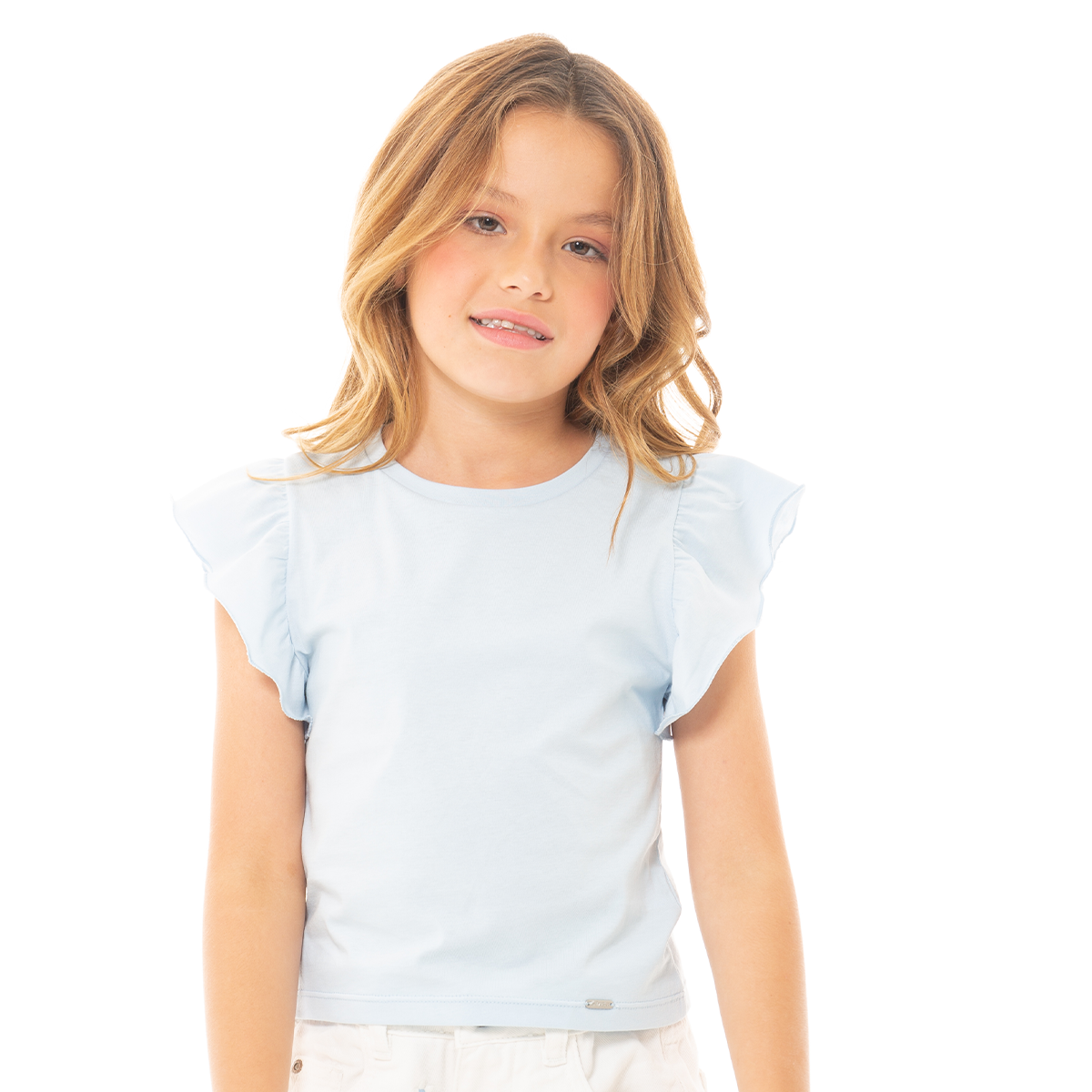 CAMISETA PARA NIÑAS COLOR AZUL PASTEL