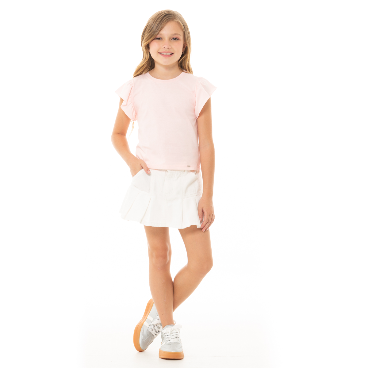 CAMISETA PARA NIÑAS CORTA ROSA PASTEL