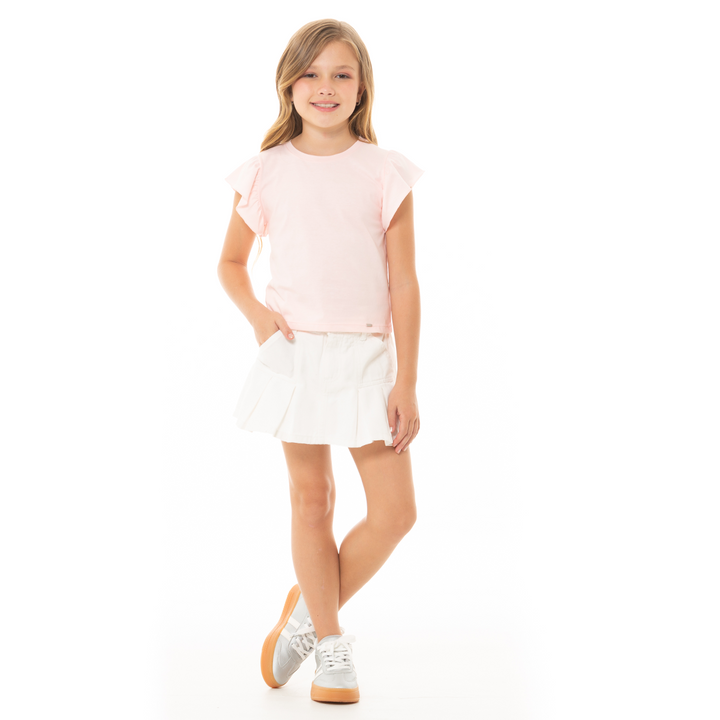 CAMISETA PARA NIÑAS CORTA ROSA PASTEL