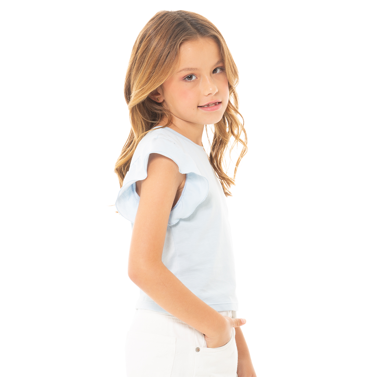 CAMISETA PARA NIÑAS COLOR AZUL PASTEL