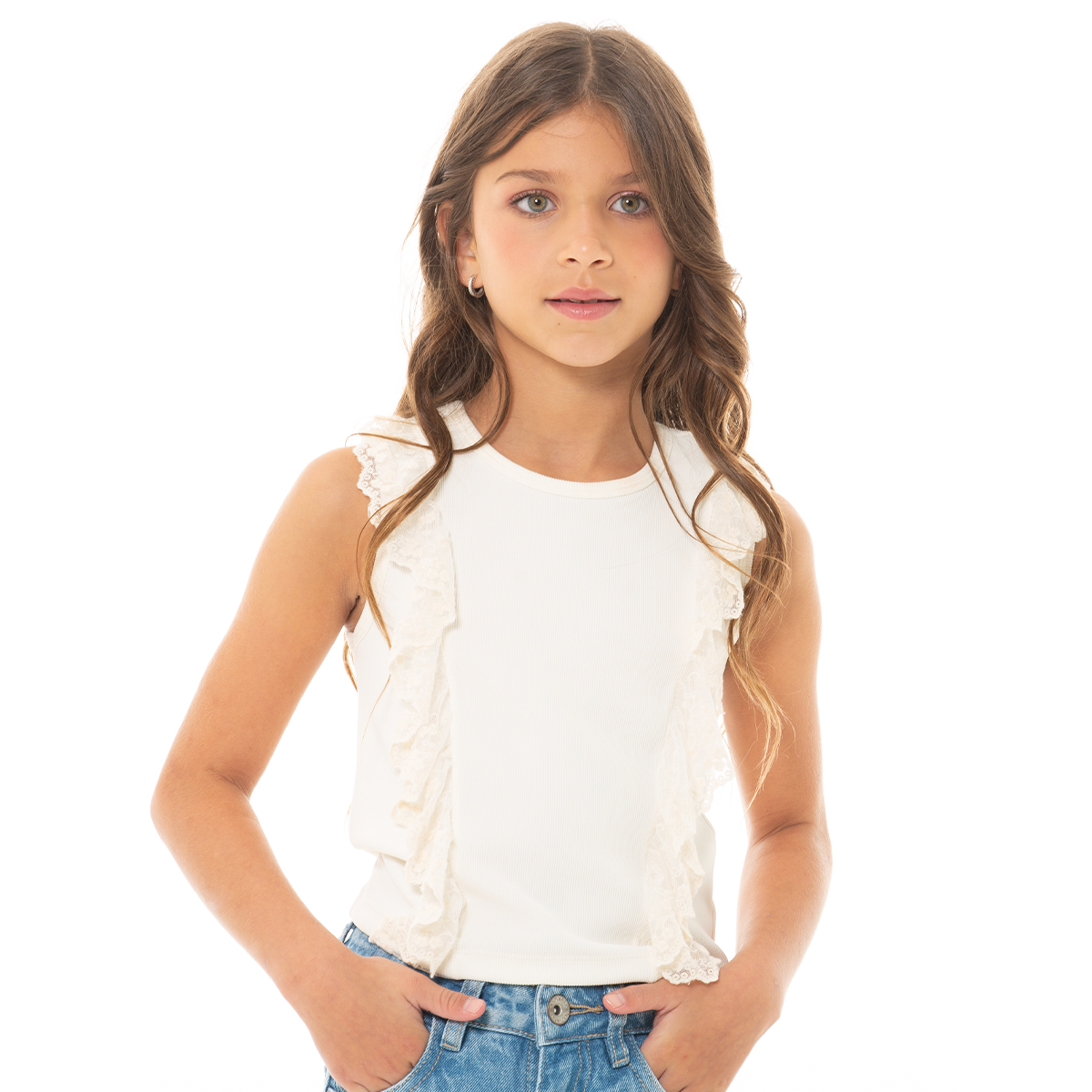 CROP TOP PARA NIÑAS CON ENCAJE
