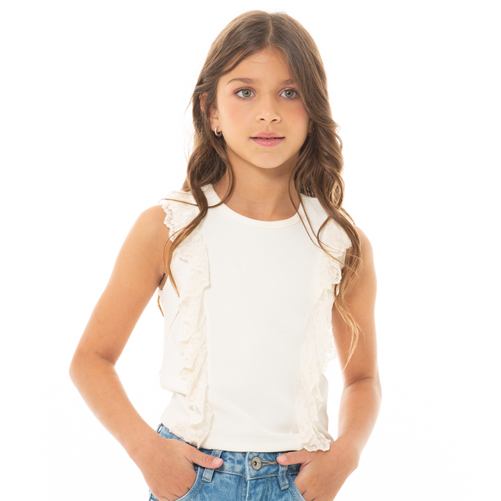 CROP TOP PARA NIÑAS CON ENCAJE