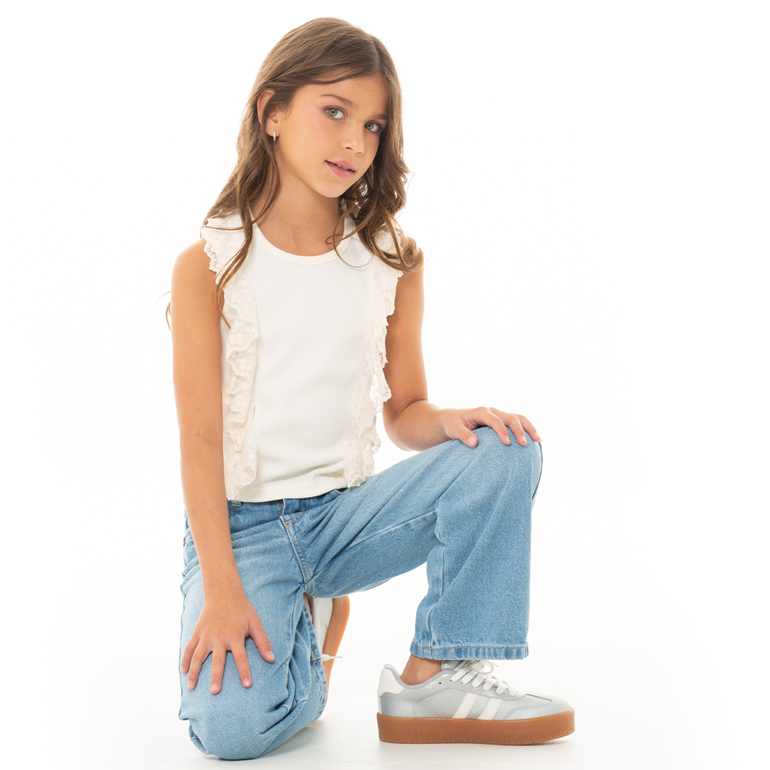 CROP TOP PARA NIÑAS CON ENCAJE