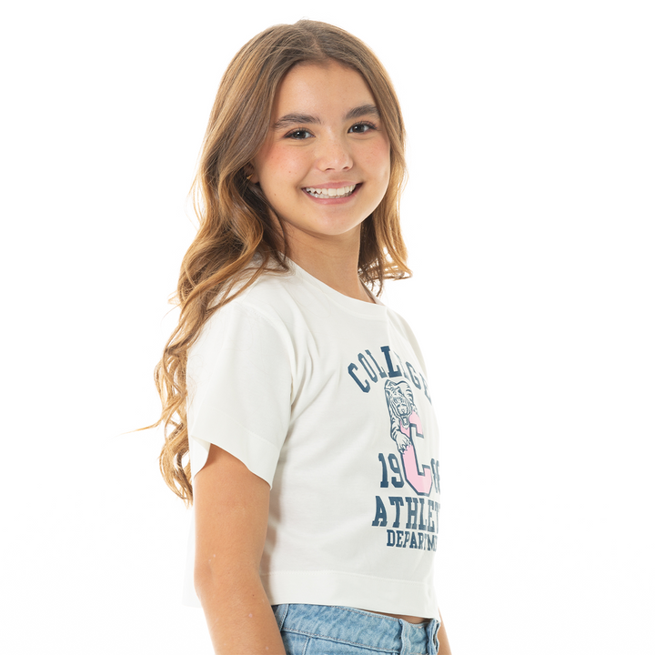 CAMISETA PARA NIÑAS CORTA ESTAMPADA