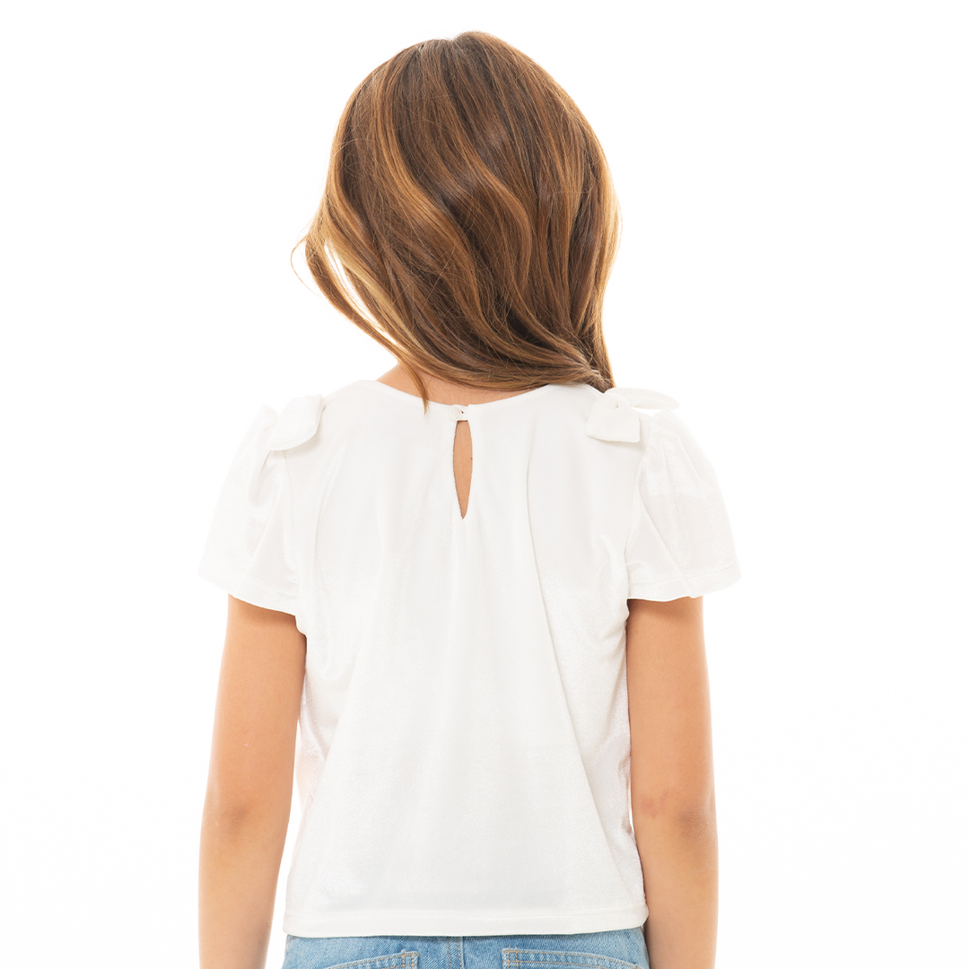 CAMISETA PARA NIÑAS BLANCA EN VELVETIN