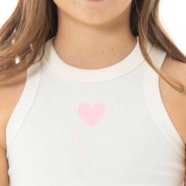 CROP TOP PARA NIÑAS CON ESTAMPADO DE CORAZÓN