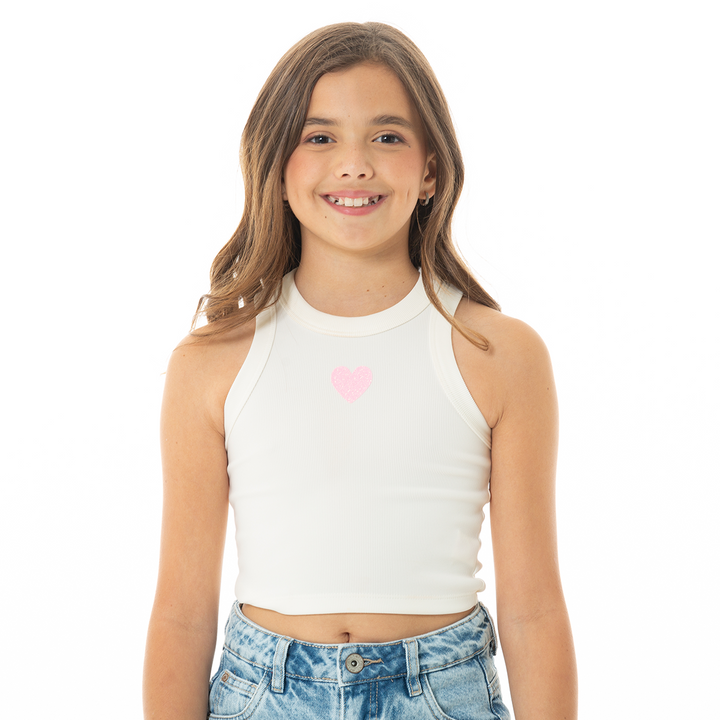 CROP TOP PARA NIÑAS CON ESTAMPADO DE CORAZÓN