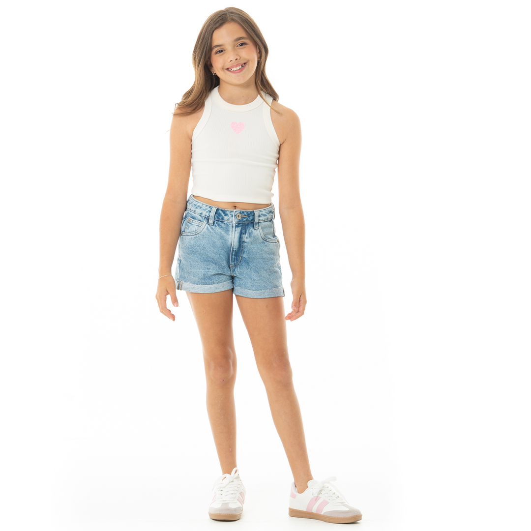 CROP TOP PARA NIÑAS CON ESTAMPADO DE CORAZÓN