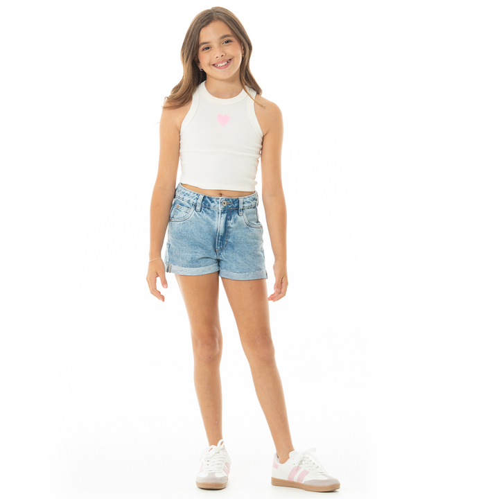 CROP TOP PARA NIÑAS CON ESTAMPADO DE CORAZÓN
