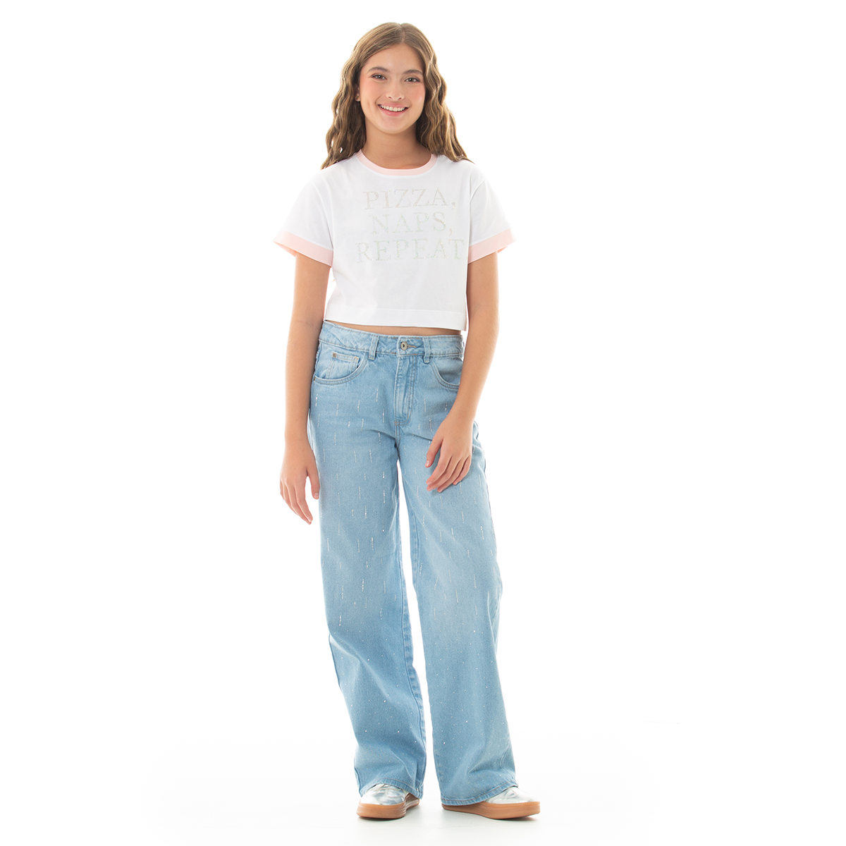 CAMISETA PARA NIÑAS CON ESTAMPADO EN PIEDRERIA