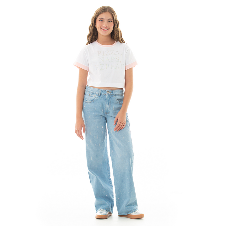 CAMISETA PARA NIÑAS CON ESTAMPADO EN PIEDRERIA