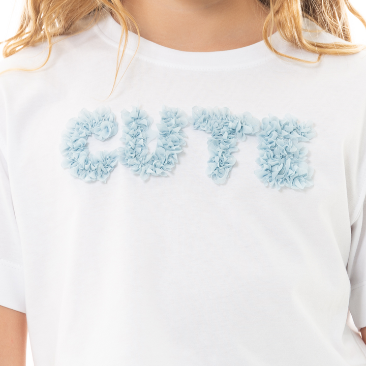 CAMISETA TIPO CROP PARA NIÑA CON APLIQUE - CUTE