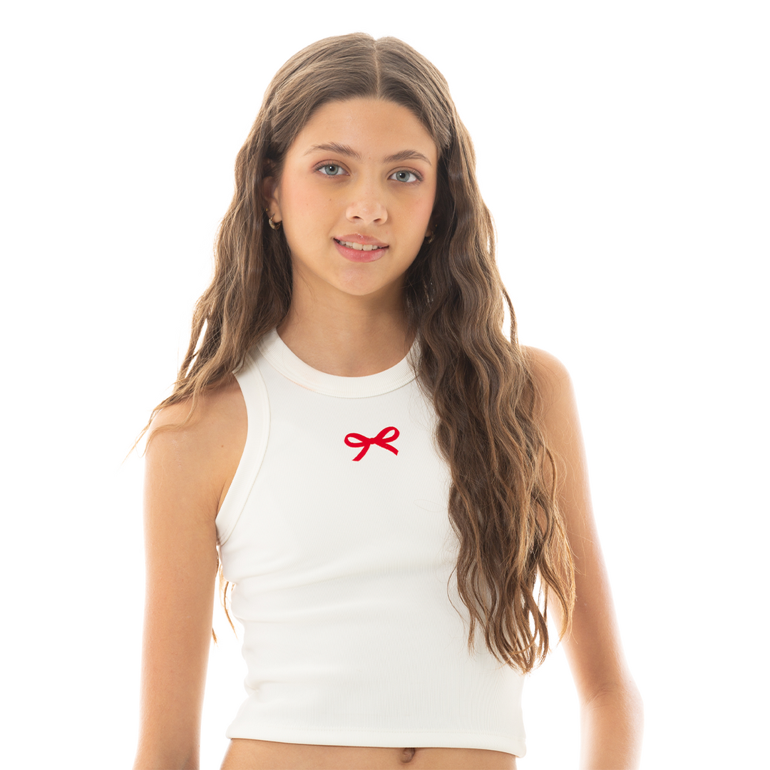 CROP TOP PARA NIÑAS CON APLIQUE DE LAZO