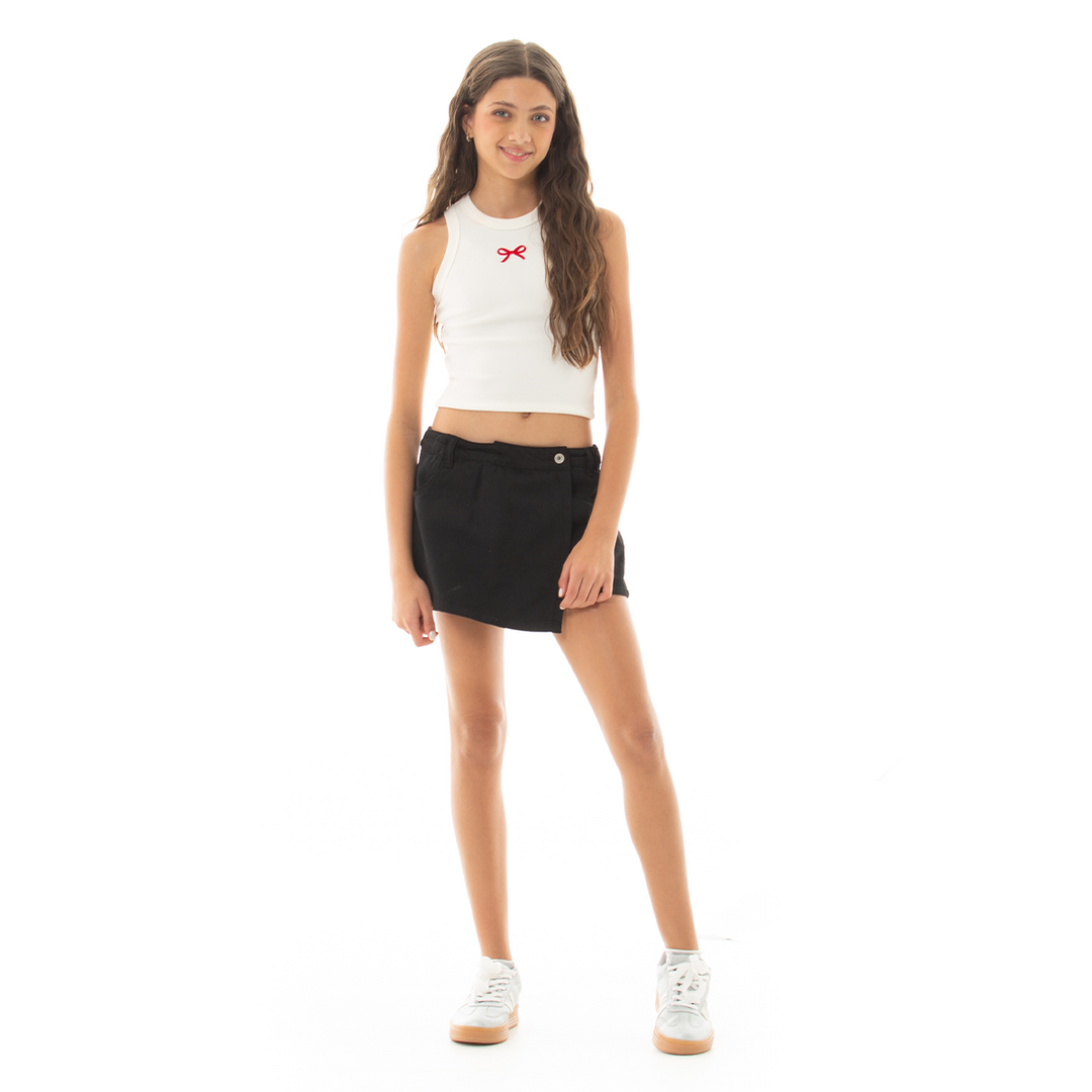 CROP TOP PARA NIÑAS CON APLIQUE DE LAZO