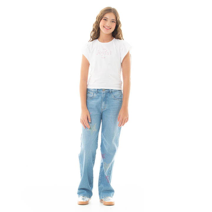CAMISETA PARA NIÑAS CON DISEÑO EN PIEDRERIA