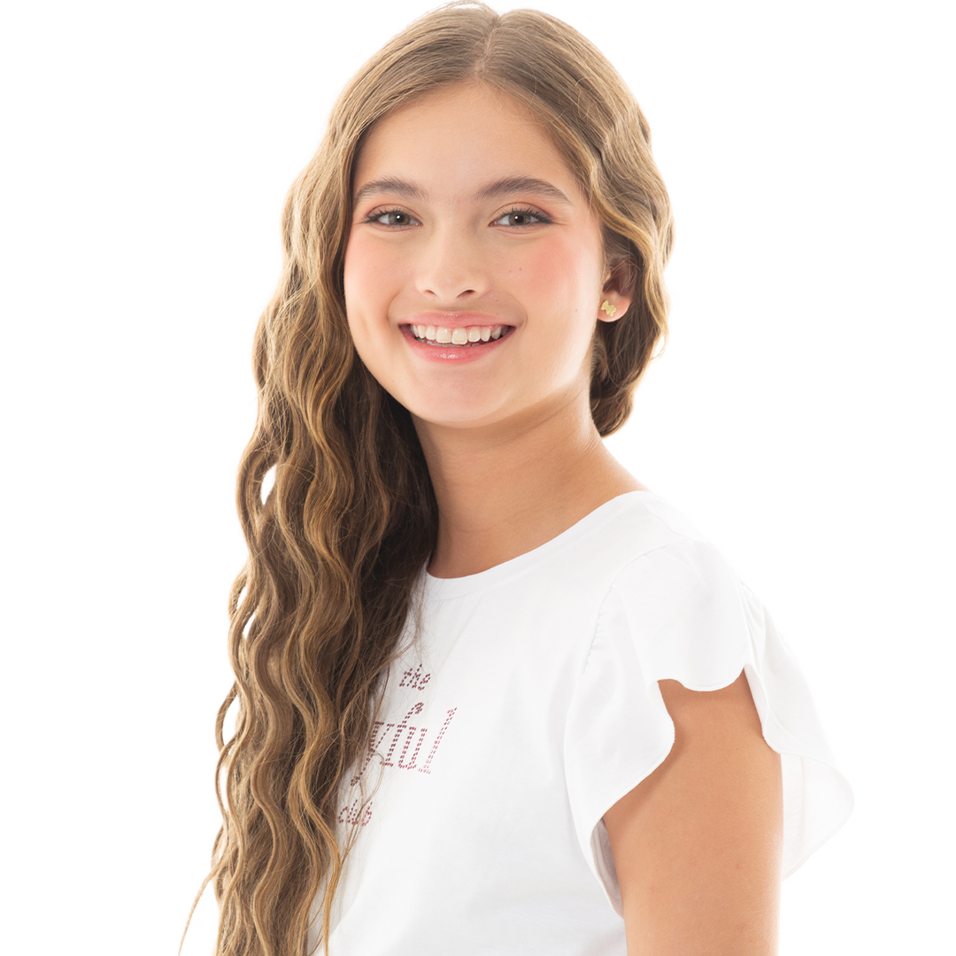CAMISETA PARA NIÑAS CON DISEÑO EN PIEDRERIA