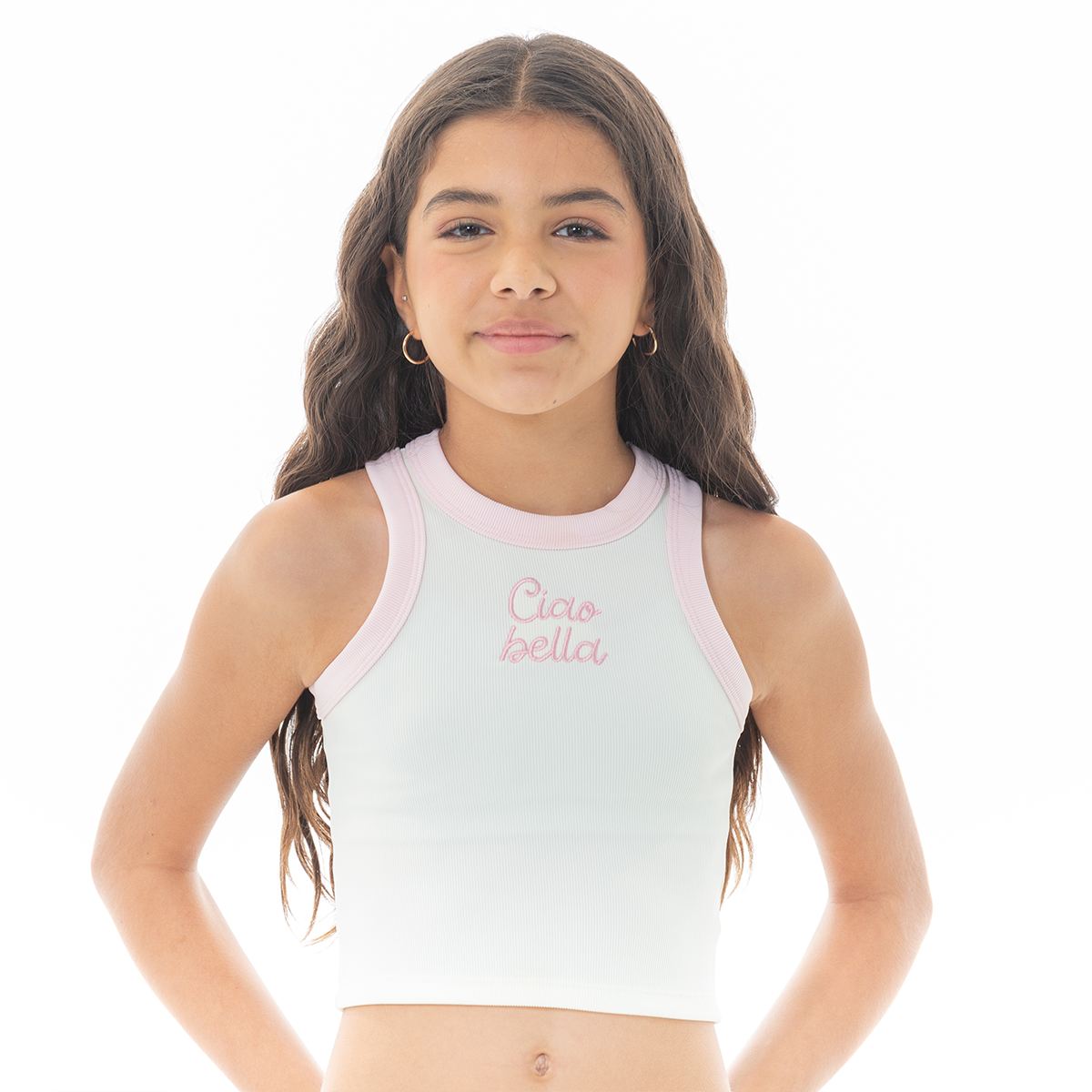 CROP TOP PARA NIÑAS CON DISEÑO BORDADO - CIAO BELLA