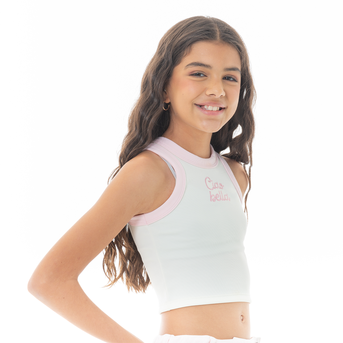 CROP TOP PARA NIÑAS CON DISEÑO BORDADO - CIAO BELLA