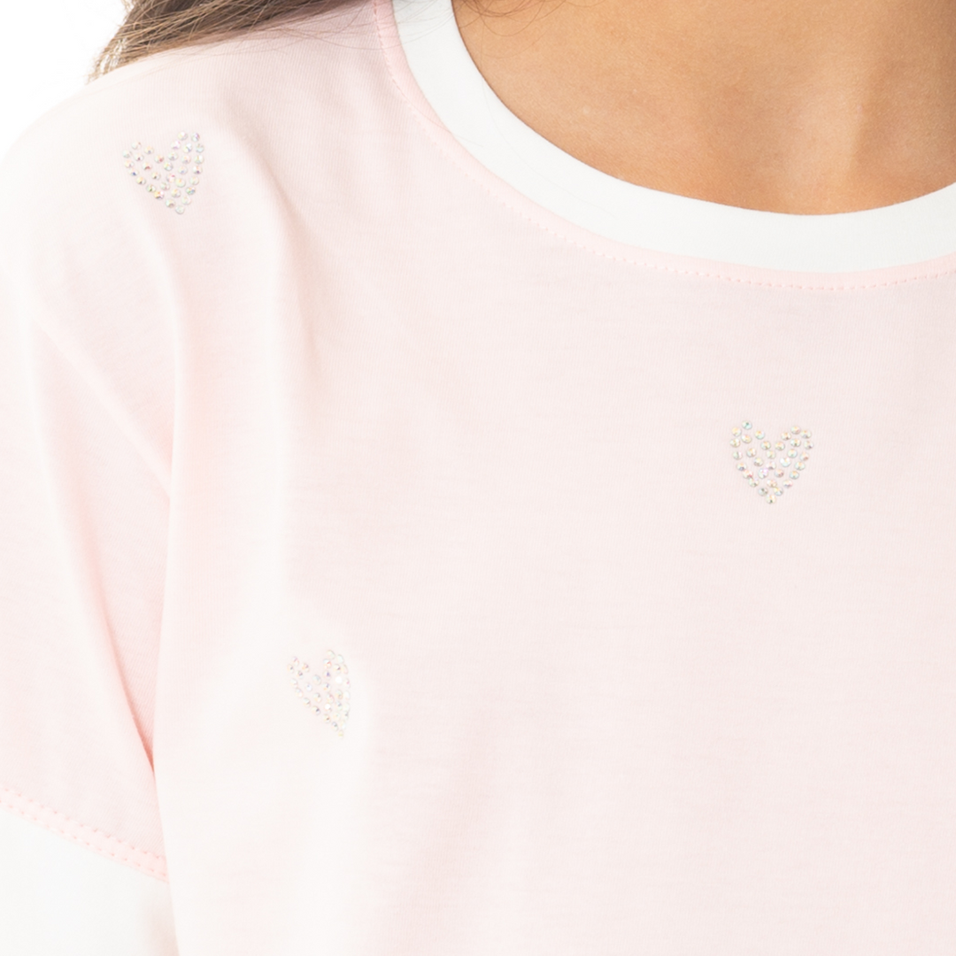 CAMISETA PARA NIÑA CON ESTAMPADO DE PIEDRERIA
