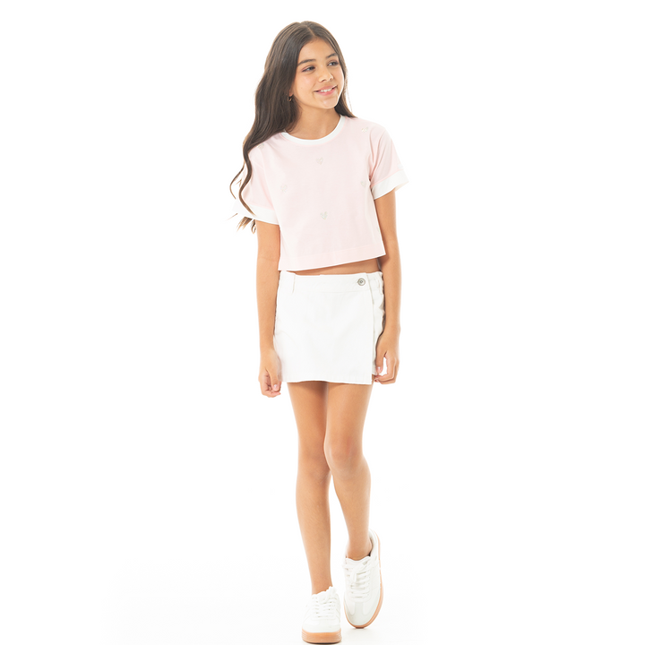 CAMISETA PARA NIÑA CON ESTAMPADO DE PIEDRERIA
