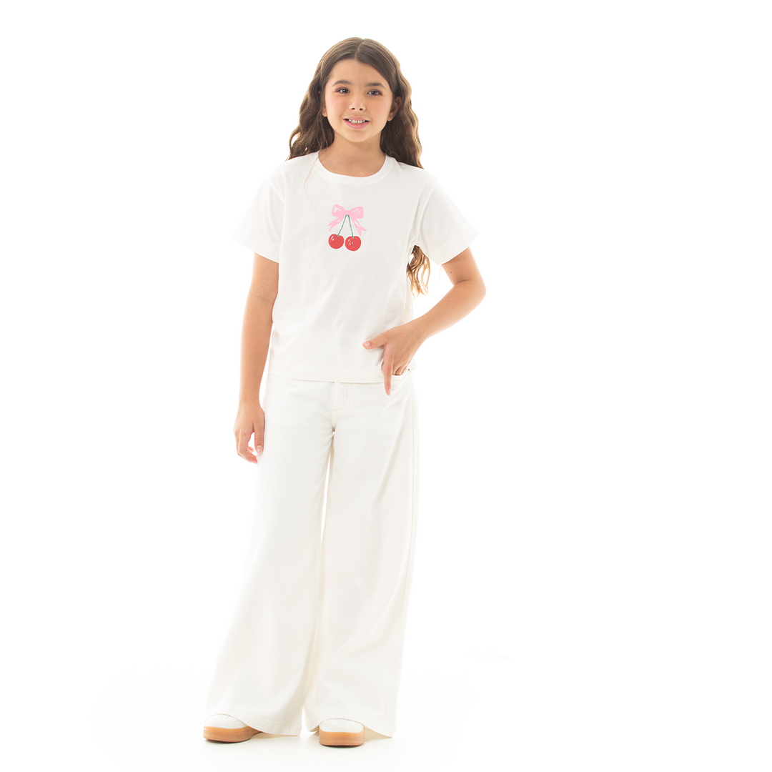 CAMISETA PARA NIÑAS CON DISEÑO ESTAMPADO DE CEREZAS