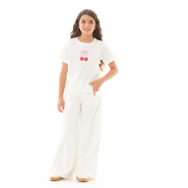CAMISETA PARA NIÑAS CON DISEÑO ESTAMPADO DE CEREZAS