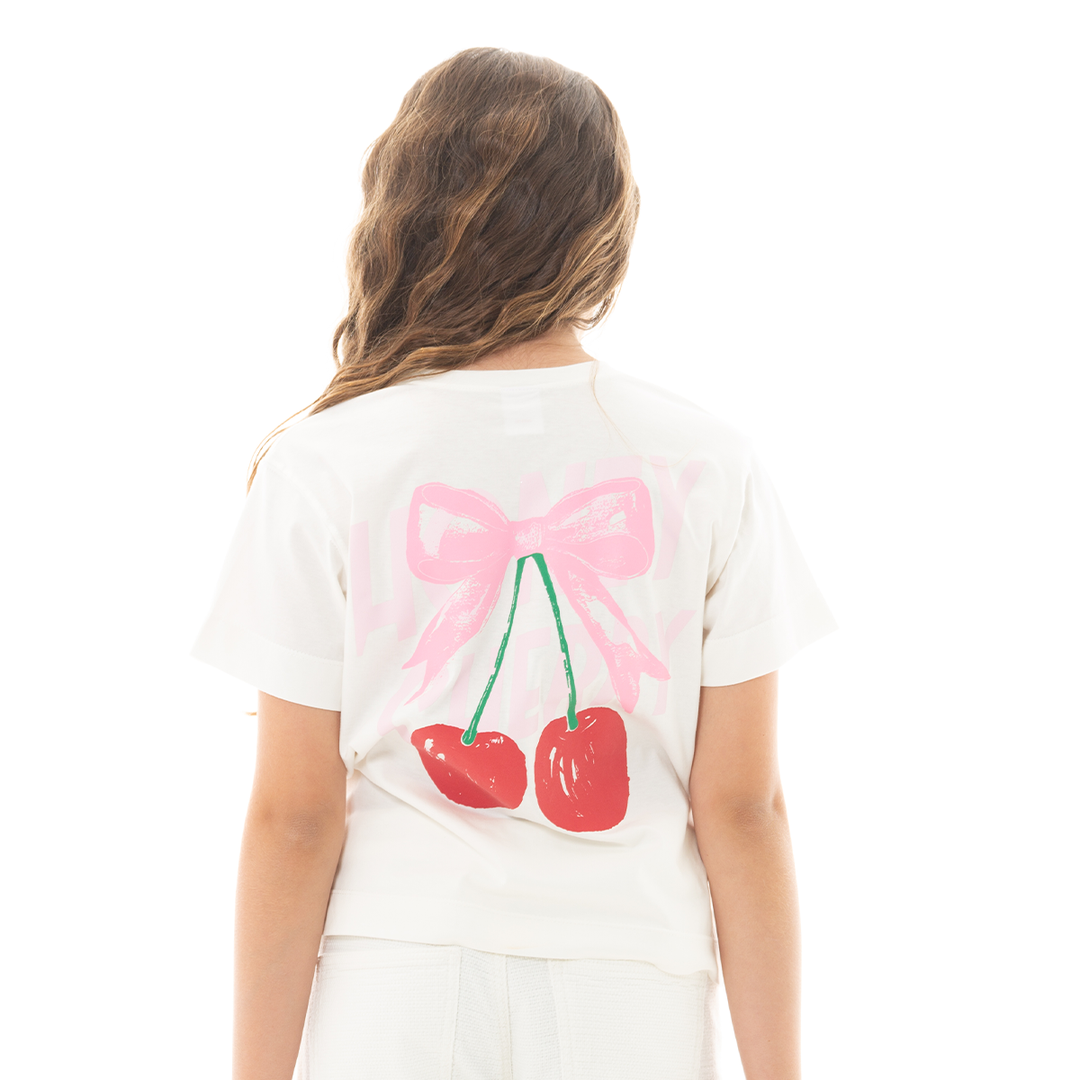 CAMISETA PARA NIÑAS CON DISEÑO ESTAMPADO DE CEREZAS