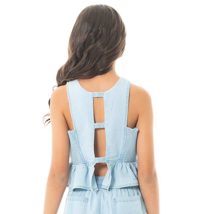 CROP TOP PARA NIÑAS CON DISEÑO DE ESTRELLA BORDADO