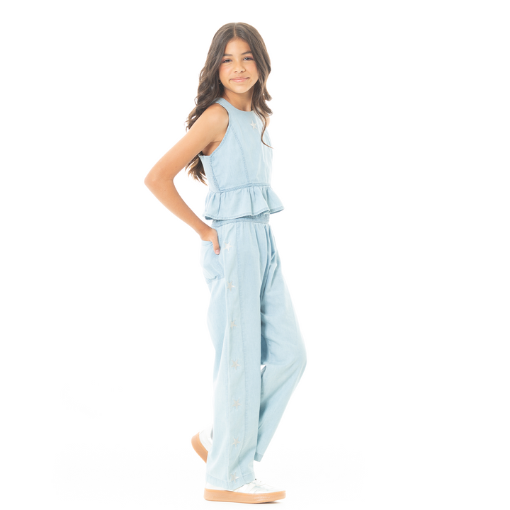 CROP TOP PARA NIÑAS CON DISEÑO DE ESTRELLA BORDADO