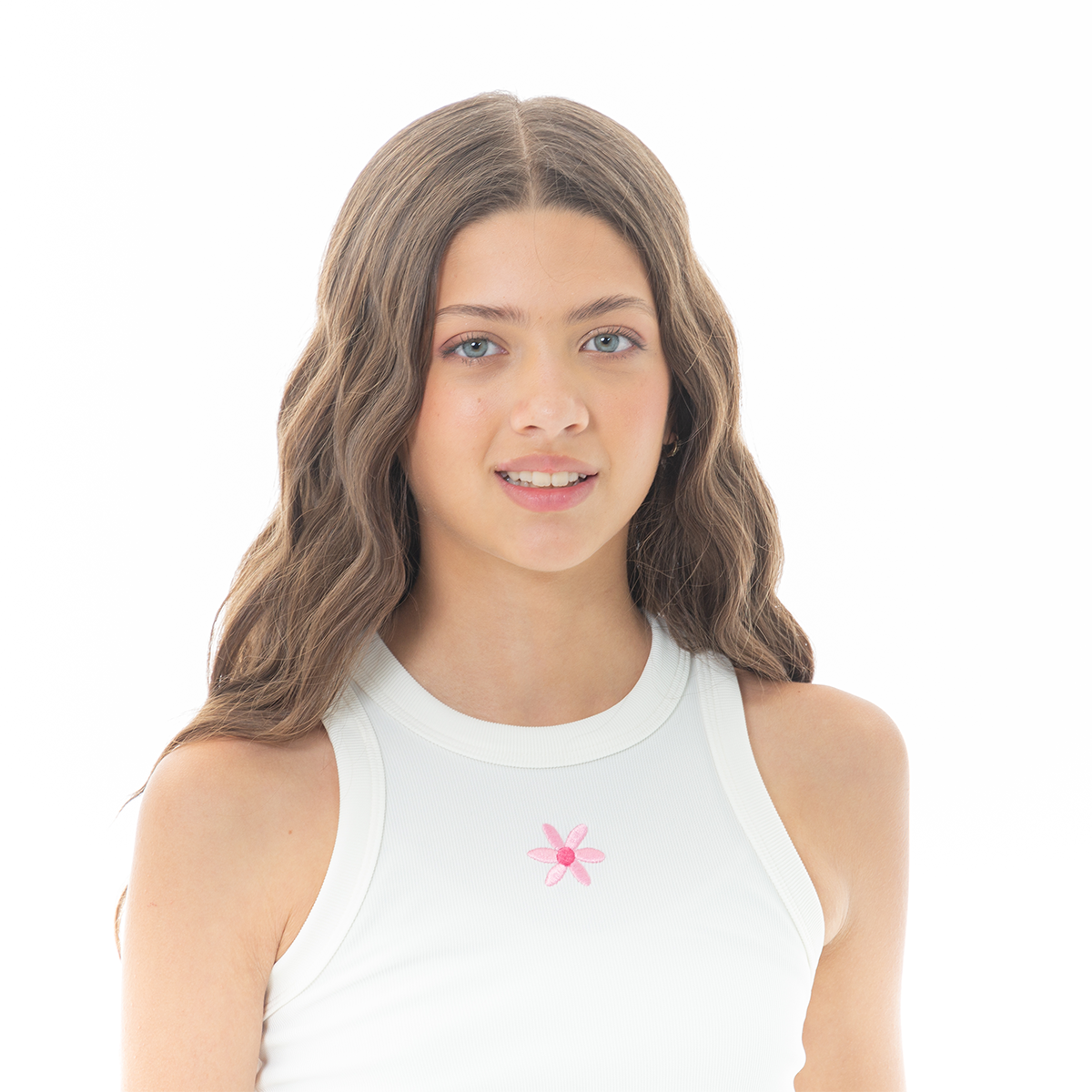 Crop top para niñas con diseño bordado