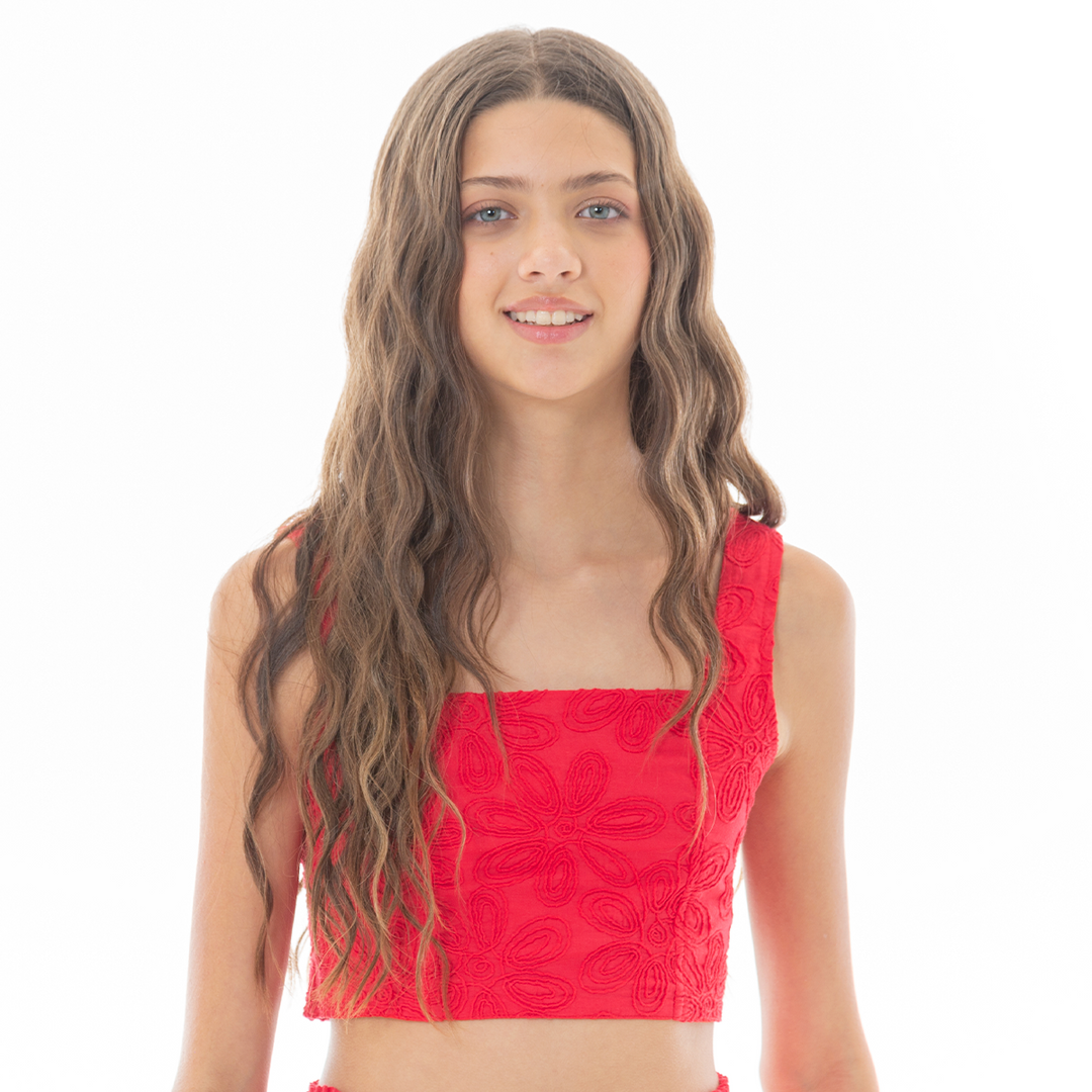 CROP TOP PARA NIÑAS CON DISEÑO BORDADO